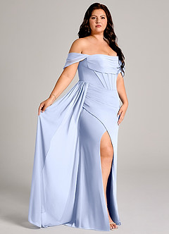 Azazie Amyra Przymierzanie sukienek w domu Osłona Zza ramienia Szyfon Do ziemi Sukienka image12