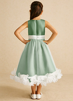 Azazie Stardust Blumenmädchenkleider A-Linie ärmellos Organza Kleid Matcha image4
