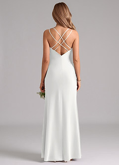 Azazie Suttona Brudtärnklänningar Klä av A-Linje i Stretch Satin Plisserad Vit image3