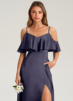 Azazie Jean Brautjungfernkleider A-Linie Schulterfrei Stretch-Satin Kleid Sturm image6