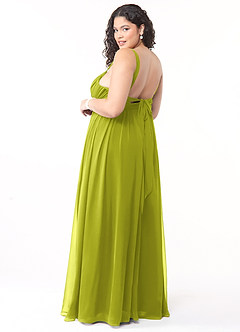 Azazie Aziza At-home Try On Dresses Wisteria A-Line V-Neck Pleated Chiffon Dress image10