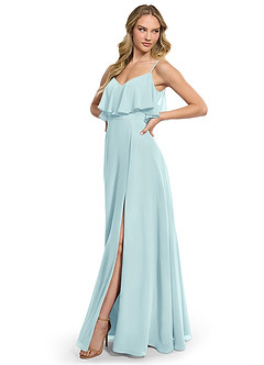 Azazie Jean Bridesmaid Dresses Sea Glass A-Line Chiffon Convertible Dress image3