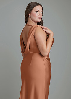 Azazie Kieryn Bridesmaid Dresses Bronzer Mermaid Pleated Stretch Satin Dress image13