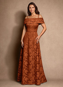 Azazie New Britain Moeder van de bruid jurken A-Lijn Jurk van Bloemen Burn-out Geplooid Verbrande Sinaasappel image4