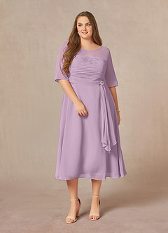 Azazie Naomi Kleider für die Brautmutter A-Linie Bootshals Gefaltet Chiffon Kleid Blauregen image12