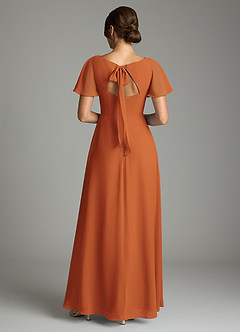 Azazie Kimber Vestidos de damas de honor Vestido de Canela de Gasa de Corte en A con Manga volante image2