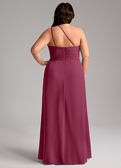 Azazie Eren Robes de demoiselle d'honneur Robe Fourreau en Mousseline de soie Ue épaule Mûre image9