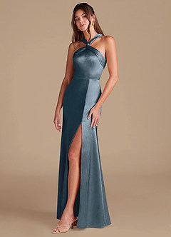 Azazie Rue Bridesmaid Dresses Twilight Mermaid Pleated Metallic Satin Dress image5