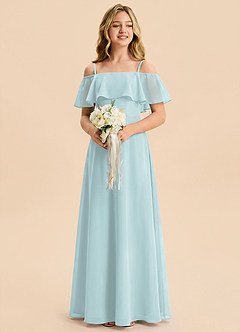 Azazie Maggie Junior Mist A-Line Off the Shoulder Chiffon Dress image4