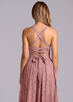 Azazie Francis Brautjungfernkleider A-Linie Korsett Blumen-Burnout Kleid Altrosa image8