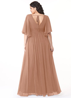 Azazie Temeka Bridesmaid Dresses Champagne Rose A-Line Ruched Chiffon Dress image8
