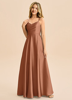 Azazie Rumi Junior Klä av A-Line i Stretch Satin Plisserad image3