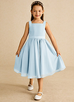 Azazie Ari Flower Girl Dresses Sky Blue A-Line Sleeveless Chiffon Dress image2