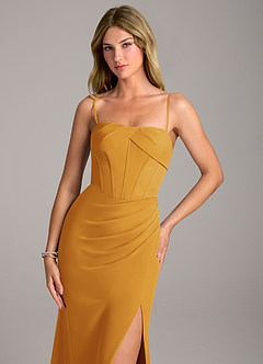 Azazie Chantel Jurken voor bruidsmeisjes Converteerbaar Jurk van Chiffon met Kolom Strapless Boterbabbelaar image2