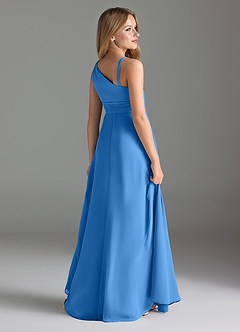 Azazie Dallas Junior A-Linie Plissee Chiffon Kleid Blauhäher image5