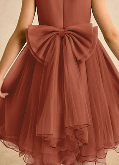 Azazie Lass Flower Girl Dresses Auburn A-Line Bow Tulle Dress image6