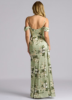 Azazie Amyra Vestidos de damas de honor Vestido de Enredaderas Florales de Satén Elástico de Corte Sirena Convertible con Vestidos sin tirantes image7