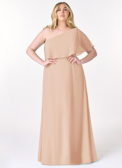 Azazie Lizzy Final Sale English Rose A-Line One Shoulder Chiffon Dress image15