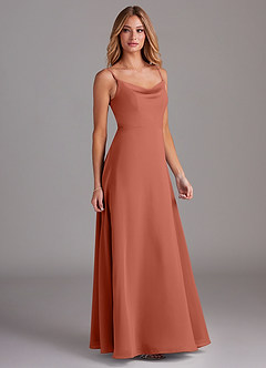 Azazie Daenerys Vestidos de damas de honor Vestido de Arcilla de Gasa de Corte en A con Vaca image5