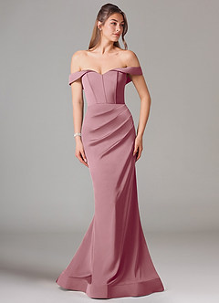 Azazie Everly Final Sale Vintage Mauve Mermaid Off the Shoulder Stretch Satin Convertible Dress image3