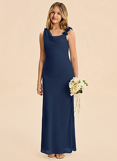 Azazie Sia Junior Dark Navy Sheath Chiffon Dress image3