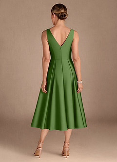 Azazie Fulton Moeder van de bruid jurken A-Lijn Jurk van Stretch Satijn Geplooid Basilicum image3