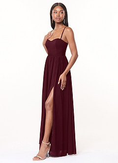 Azazie Marilyssa Abiti da Damigella Abito A-Line in Chiffon Elasticizzato Corsetto Cabernet image1
