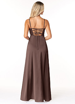Azazie Marchella Bridesmaid Dresses Ganache A-Line Corset Stretch Satin Dress image2