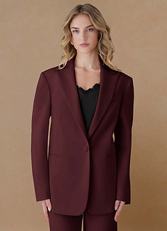 front Amelia Cabernet Refined Weave Performance Oversized 2-Piece Suit