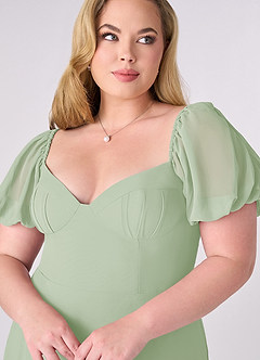 Barbie ♥ Azazie Bridesmaid Dresses Dusty Sage A-Line Pleated Chiffon Dress image10