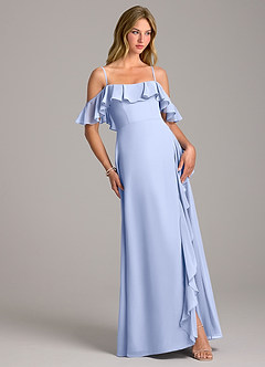 Azazie Aubrie Jurken voor thuis passen Jurk van Chiffon met A-Lijn Off the Shoulder Eucalyptus image5