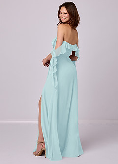 Barbie ♥ Azazie Bridesmaid Dresses Sea Glass A-Line Off the Shoulder Chiffon Convertible Dress image3