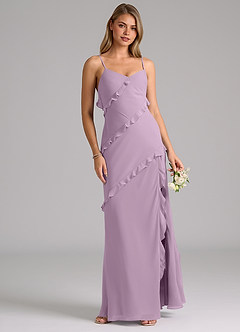 Azazie Nancie Brautjungfernkleider Meerjungfrau-Linie Gestreift Chiffon Kleid Blauregen image4