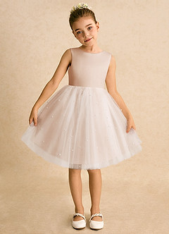 Azazie Esme Abiti da Ragazza di Fiori Abito Principessa in Tulle Fiocco Rosa Inglese image6
