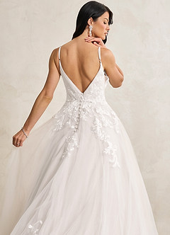 Azazie Rhodes Robes de mariée Robe Trapèze en Tulle Col V paillettes Blanc De Diamant image2