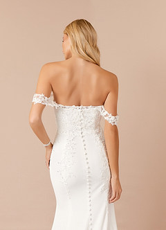 Azazie Guinevere Wedding Dresses Diamond White Mermaid Sequins Stretch Crepe Dress image5