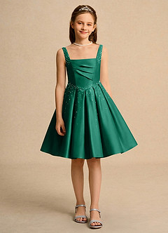 Azazie Jello Flower Girl Klänningar Klä Balklänning i Matt satäng Plisserad image1