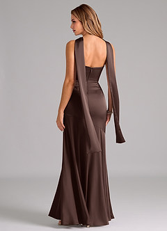 Azazie Shiloh Vestidos de damas de honor Vestido de Ganache de Satén Elástico de Corte Sirena Convertible con Sin tirantes image7