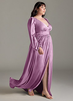 Azazie Norah Robes de demoiselle d'honneur Robe Trapèze en Satin extensible Glycine image10
