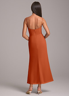 Azazie Saige Bridesmaid Dresses Burnt Orange Sheath Off the Shoulder Chiffon Convertible Dress image8