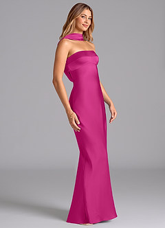 Azazie Lusinda Brudtärnklänningar Klä av Sjöjungfru i Stretch Satin Axelbandslös Fuchsia image6