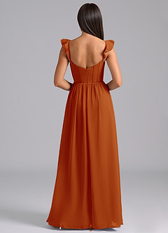 Azazie Denisse 신부 들러리 드레스 A라인 셔링 쉬폰 바닥 길이 드레스 image2