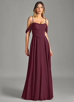 Azazie Chelsey Abiti da Damigella Abito Convertibile A-Line in Chiffon a Spalla Scoperta Cabernet image3