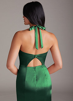 Azazie Emeria Brautjungfernkleider Etui Seitliche Cut-Outs Metallischer Satin Kleid Dunkelgrün image4