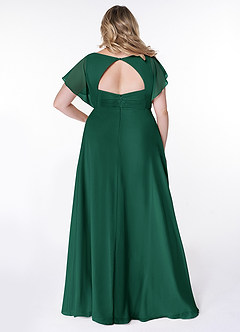 Azazie Rylee Robes de demoiselle d'honneur Robe Trapèze en Mousseline de soie Plissée émeraude image7