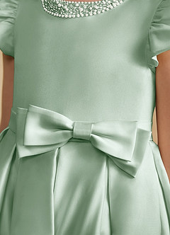 Azazie Pearl Flower Girl Dresses Agave Ball-Gown Pleated Matte Satin Dress image7