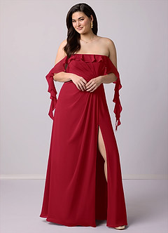 Barbie ♥ Azazie 신부 들러리 드레스 A라인 쉬폰 플로어 길이 드레스 image10