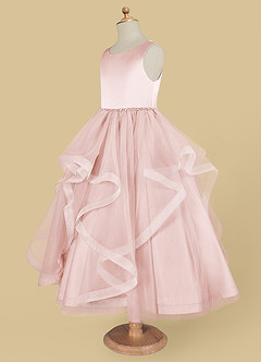 Azazie Sofia Flower Girl Dresses Blushing Pink A-Line Beaded Tulle Dress image7