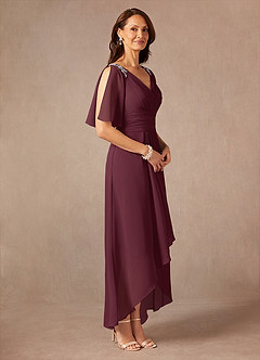 Azazie Pascual Mother of the Bride Dresses Cabernet A-Line Pleated Chiffon Dress image6