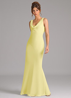Azazie Rylina Bridesmaid Dresses Lemon Sorbet Mermaid Pleated Chiffon Dress image5